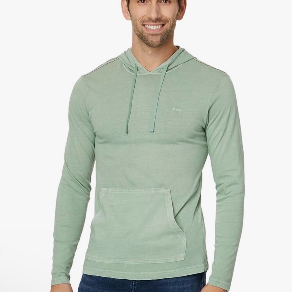 RVCA PTC Pigment Hooded Long Sleeve Hoodie Small Slim Fit Sage Green Gorpcore
